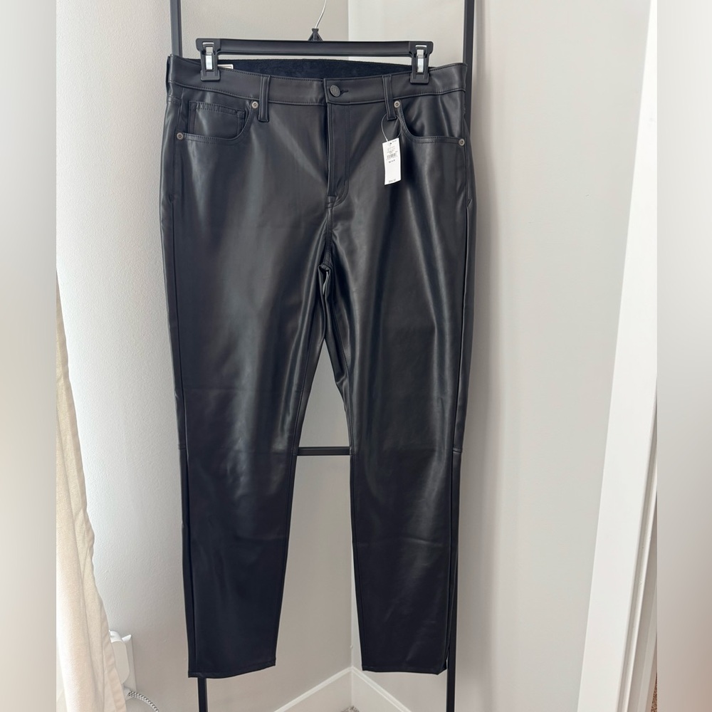 GAP Black Straight Leg Faux Leather Pants